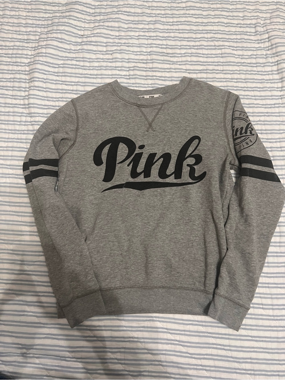 Victoria's Secret PINK Gray Crewneck Sweatshirt with Black Logo